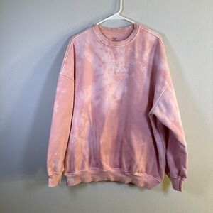 Sunkissed Coconut Pink Crew Neck Sweatshirt Embroidered Sz Large Tie Dye